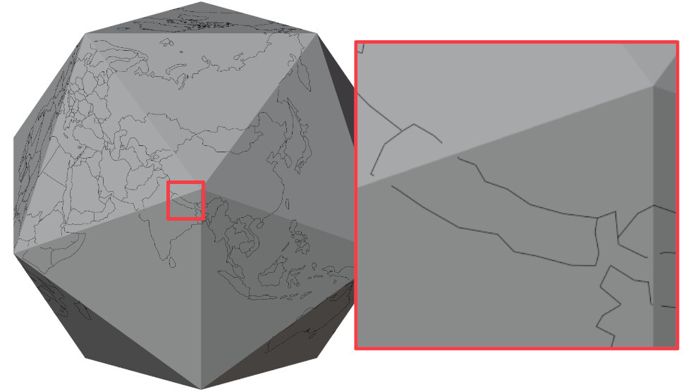 Nepal cutting through the icosahedron's edge crossing-zoom