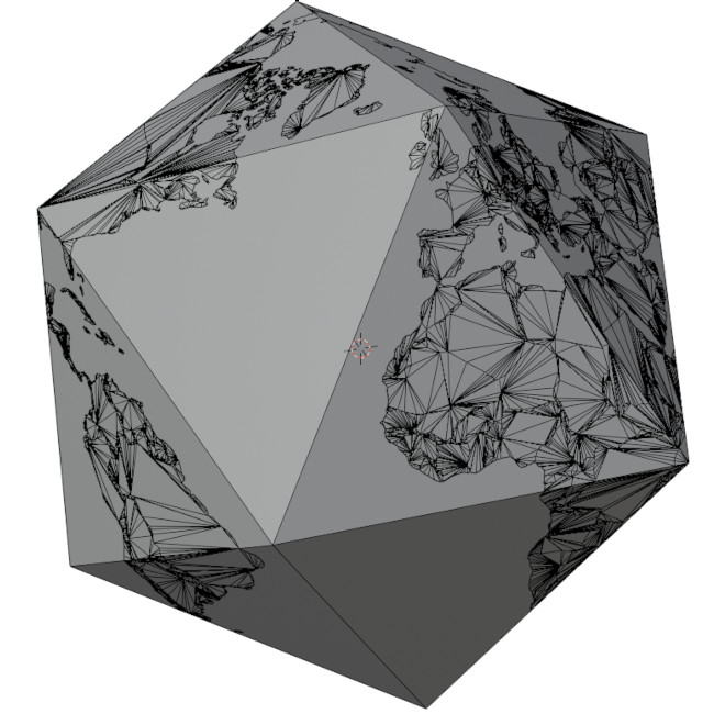 The whole world, completely triangulated triangulated-earth